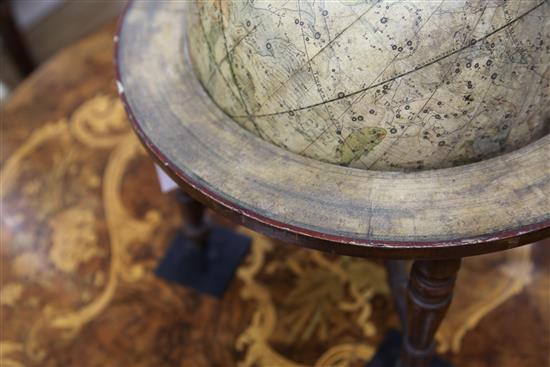 A Carys new celestial 12inch table top model globe, dated 1810, overall height 17in.